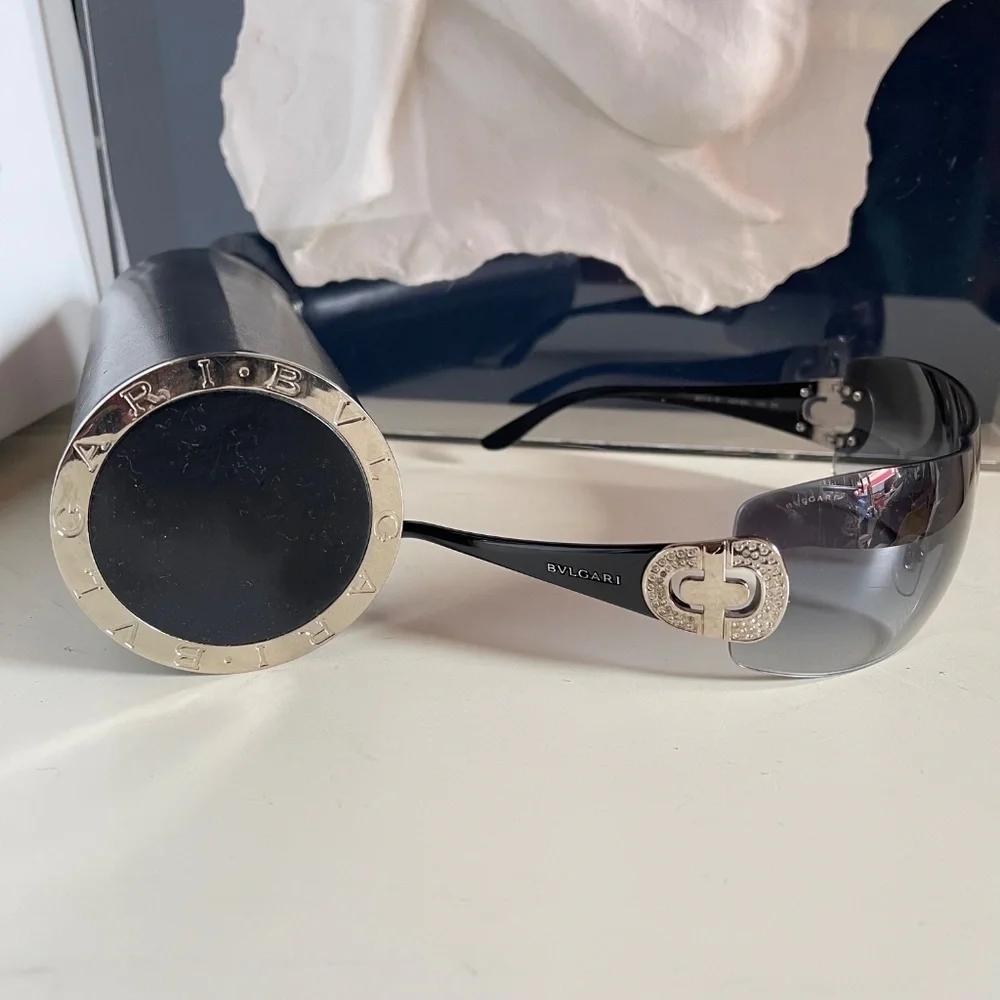 Bvlgari gradient shield sunglasses with crystal-embellished
